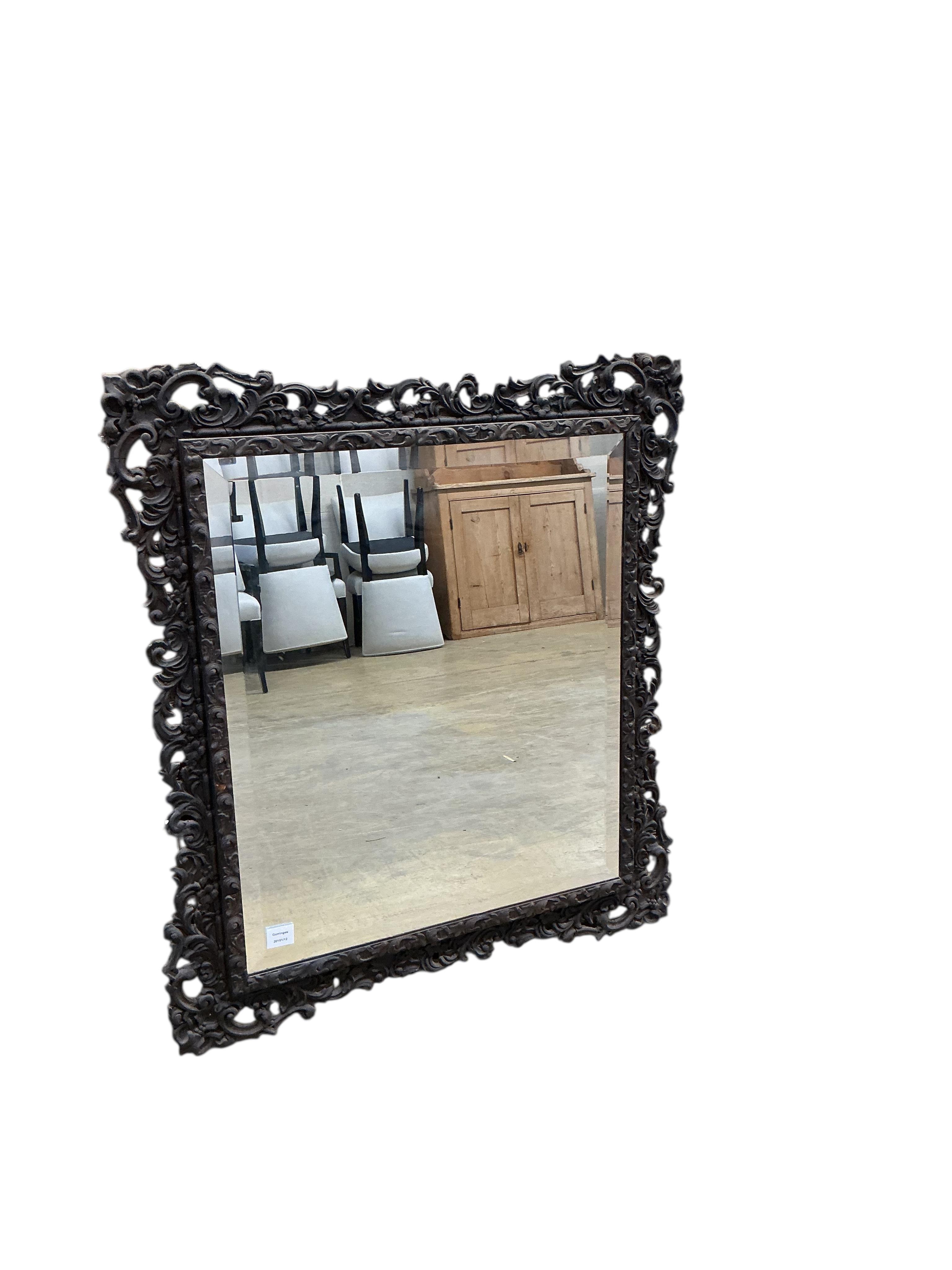 A Victorian carved wood rectangular wall mirror, width 88cm, height 100cm